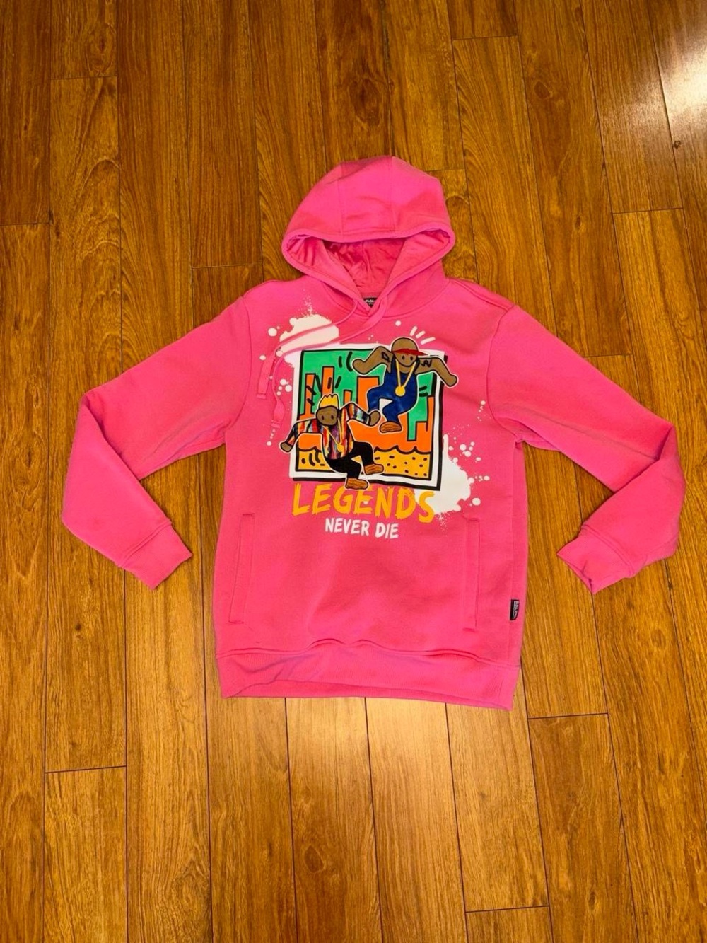Pink hoodie with Juice Wrld graphic